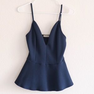Navy Peplum Top